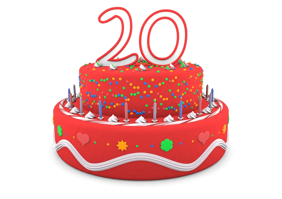 a red cream birthday pie with the age on top